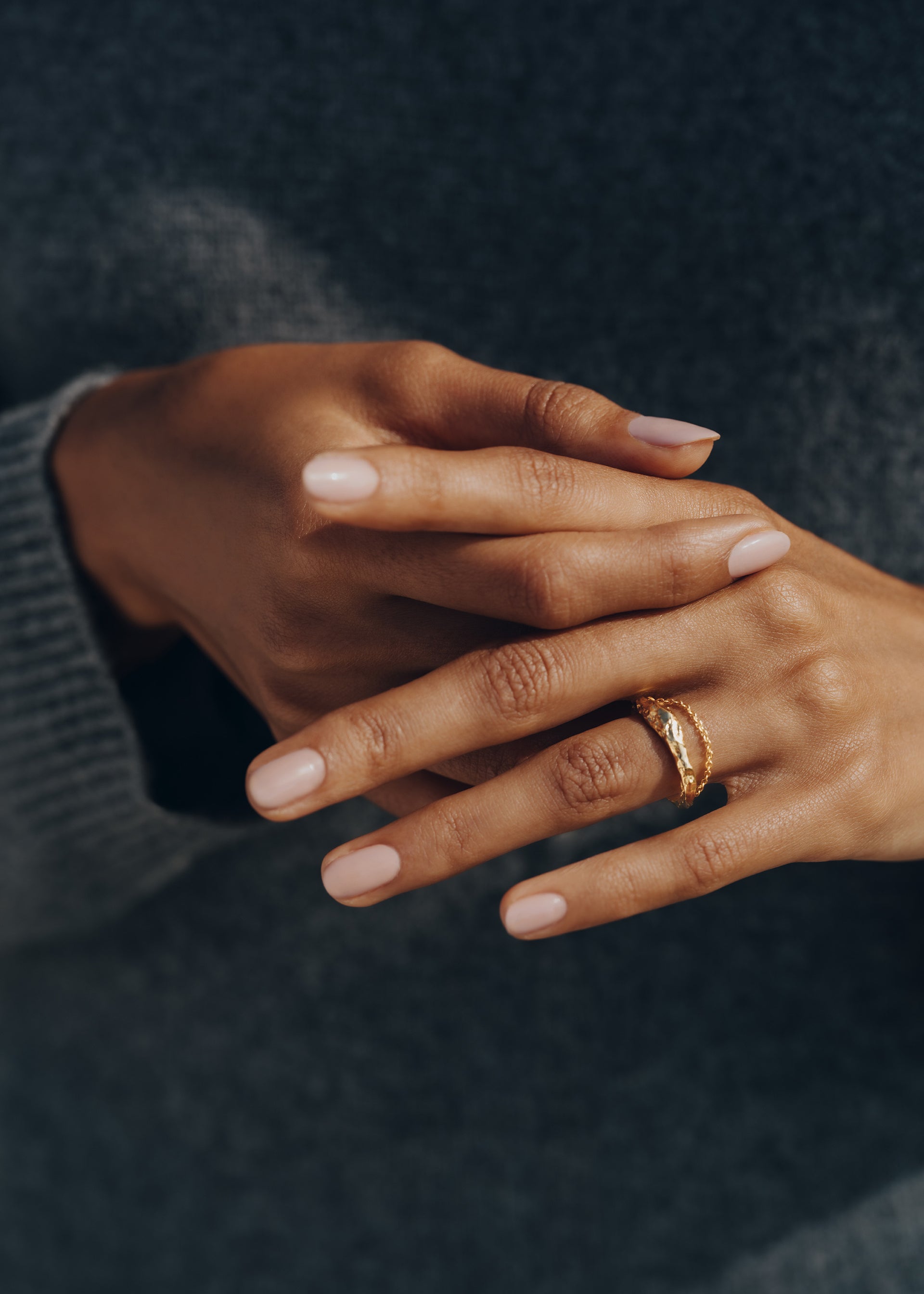 Bague chaîne Eroz - Dorée à l’or 24 carats