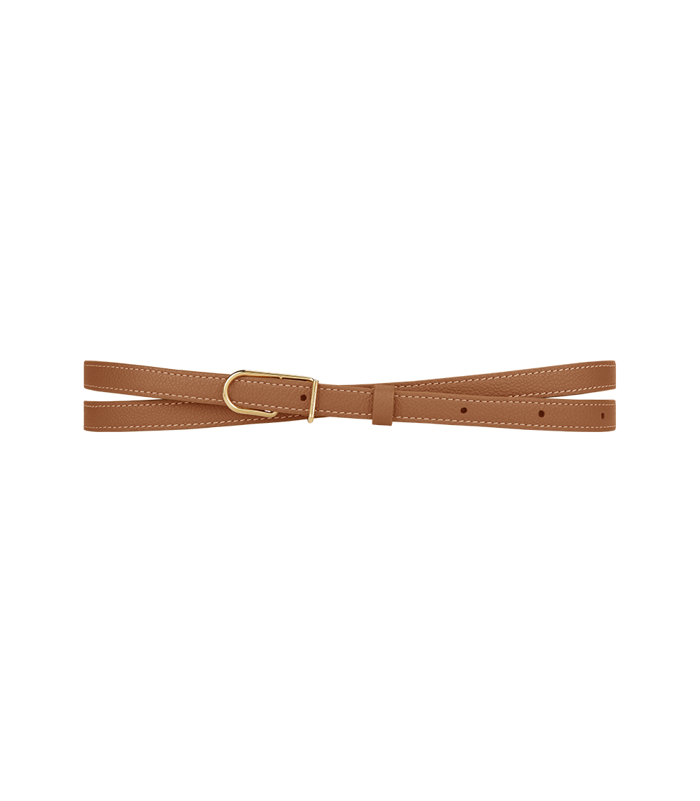 Ceinture Fine Umi - Camel Grainé